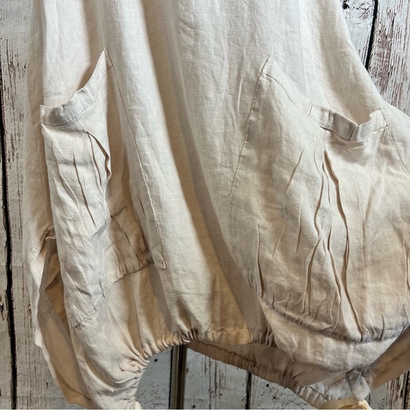 Lin Bohème Linen Lagenlook Jumper Smock Apron Pinafore Tunic Dress Oversized O/S - Picture 11 of 16